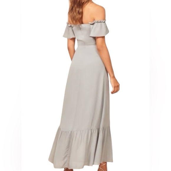 Reformation Butterfly Flutter Sleeve Off Shoulder Ruffle Hem Maxi Dress, Size 8 - Picture 5 of 14